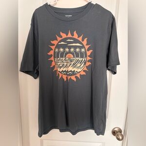 Old Navy Charcoal Tee with Orange Sun Graphic